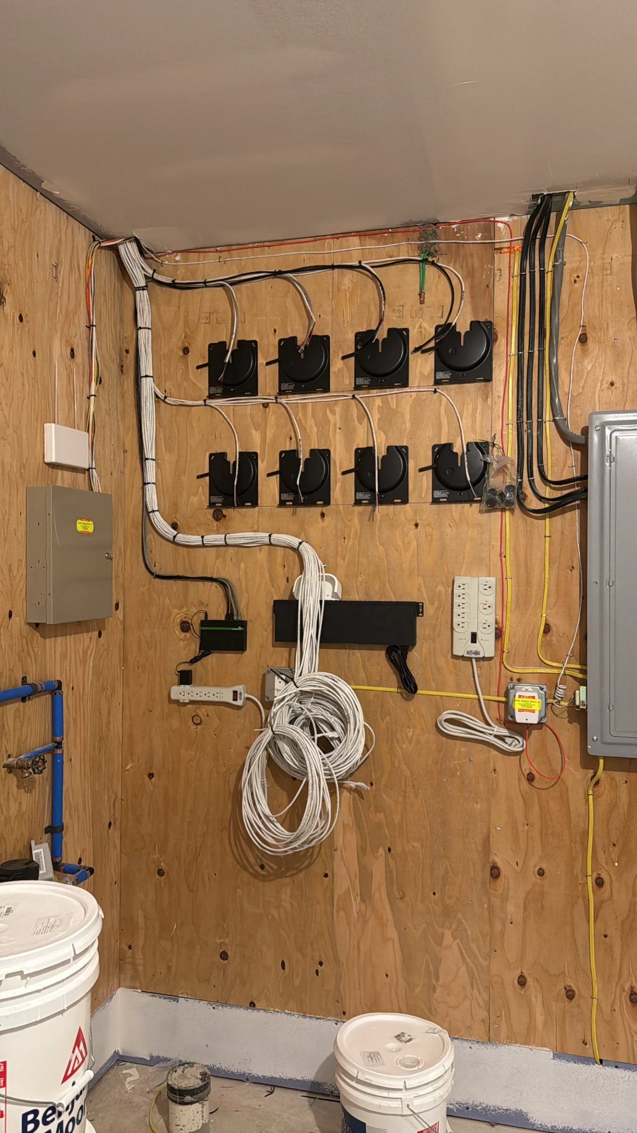 Structured wiring headend with Sonos Amps during installation
