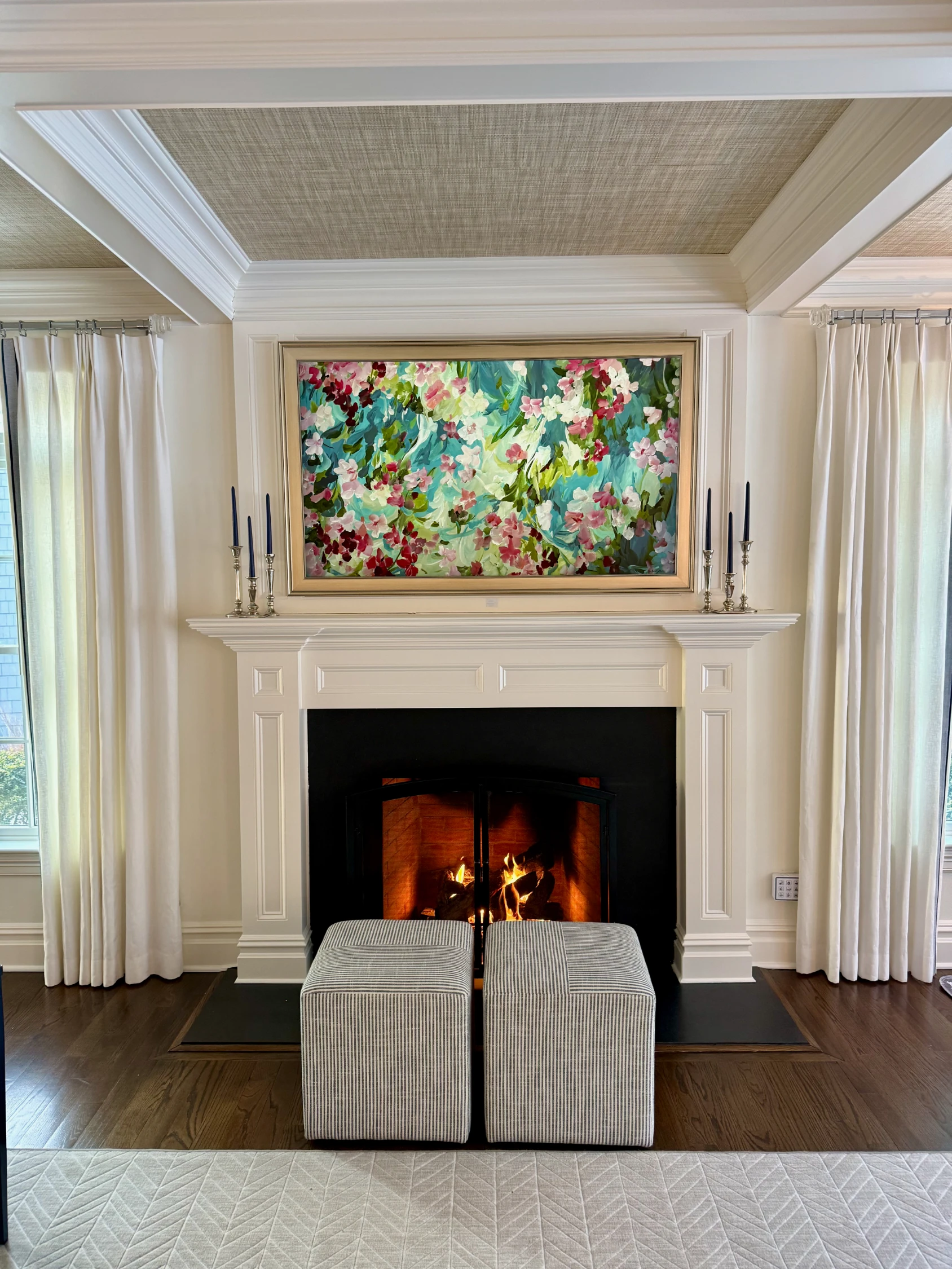 Samsung Frame TV displayed above a fireplace