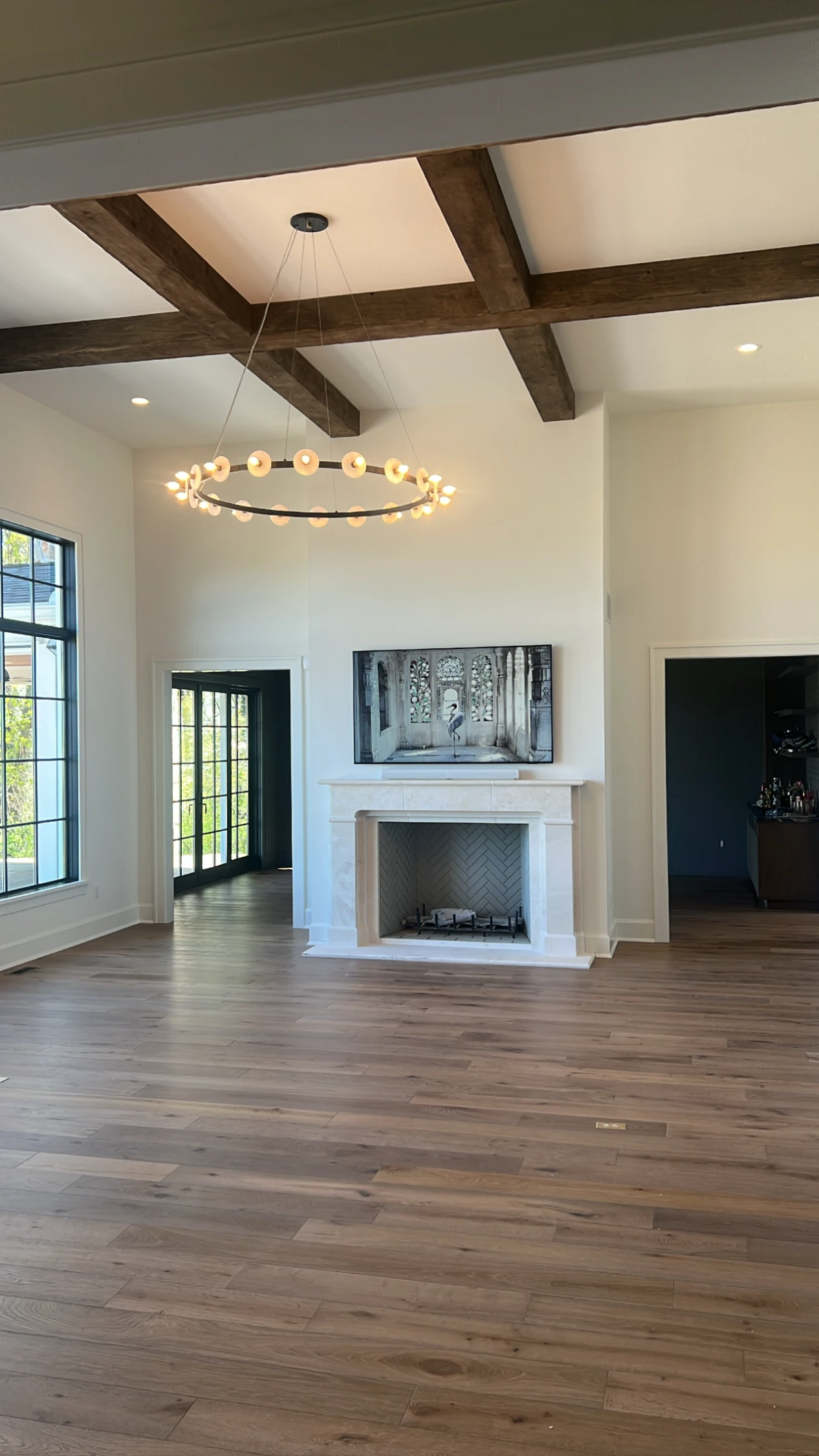 New construction TV install with architectural fireplace